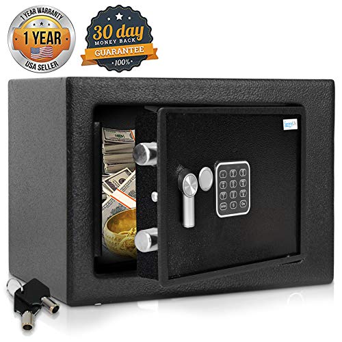 SereneLife Home Security Electronic Lock Box - Safe with Mechanical Override, Digital Combination Lock Safe, LED Low Battery Indicator,