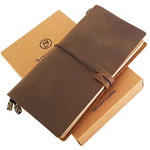 Sovereign-Gear Refillable Leather Journal Refillable Travelers Notebook for Men 8.5 x 4.5 Leather Travel Journal with 5 Inserts Travel Diary