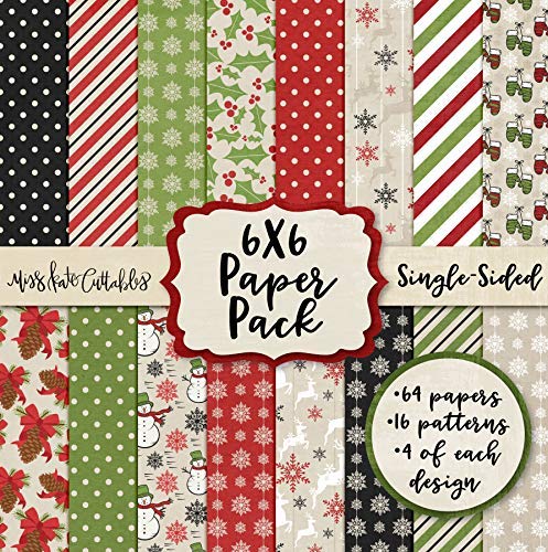 Miss Kate Cuttables 6X6 Pattern Paper Pack - Merry & Bright - Christmas - Card Making Scrapbook Card Stock Single-Sided 6"x6" Collection Includes