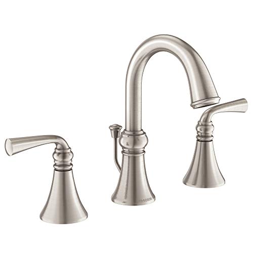 Moen WS84855SRN Wetherly Two-Handle Widespread Bathroom Faucet with Valve Included, Spot Resist Brushed Nickel