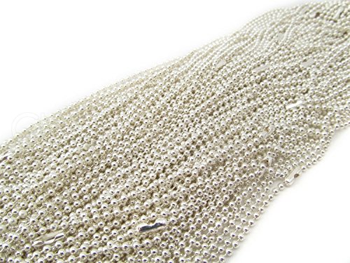 Crafting Mania LLC. 50 Crafting Mania LLC Ball Chain Necklaces - Shiny Silver Color - 24 Inch - Jewelry Findings - 2.4mm Ball - Adjustable