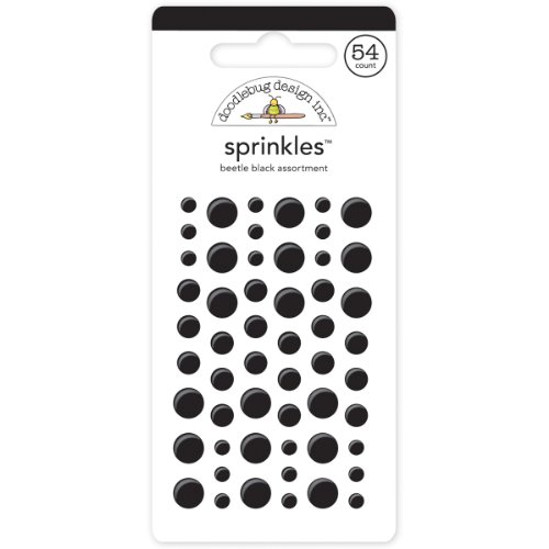 DOODLEBUG Sprinkles Glossy Enamel Adhesive, Beetle Black Dots, 54-Pack