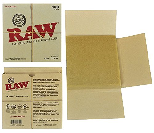 RAW Unrefined Parchment Paper Squares 5 x 5 100 Sheet Pack