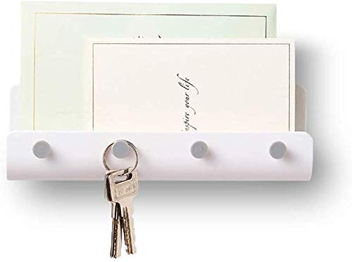 Soclim Adhesive Hooks Wall Key Hooks Holder Mail Letter Organizer Wall Key Holder Key Hangers for Wall Key Shelf Rack for Entryway