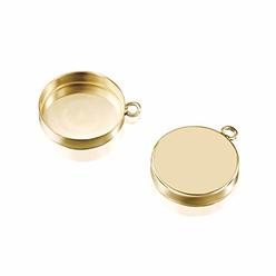 Stera Jewelry 14k Gold-Filled Round Setting with 1 Loop 15 mm Bezel Cup Findings for Pendants Charms Earrings, 1 Pc