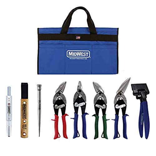 MIDWEST TOOL & CUTLERY MIDWEST BUILDING Tool Kit - 8 Piece Set Includes Aviation Snips with Siding Tools & Bag - MWT-BULDKIT02