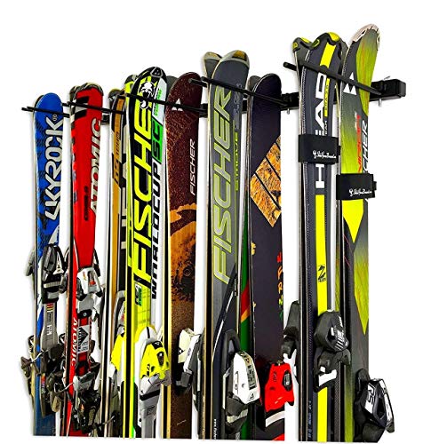 StoreYourBoard Omni Ski and Snowboard Wall Storage Rack, Holds 10 Pairs, Ski Wall Mount, Home and Garage Storage Hanger