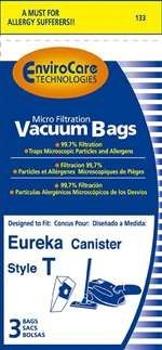 Eureka Paper Bag Style T 3Pk Micro Filtration Envirocare Replacement #133