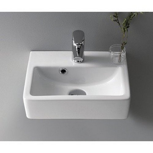 CeraStyle 001400-U-One Hole Mini Rectangle Ceramic Wall Mounted/Vessel Sink, White