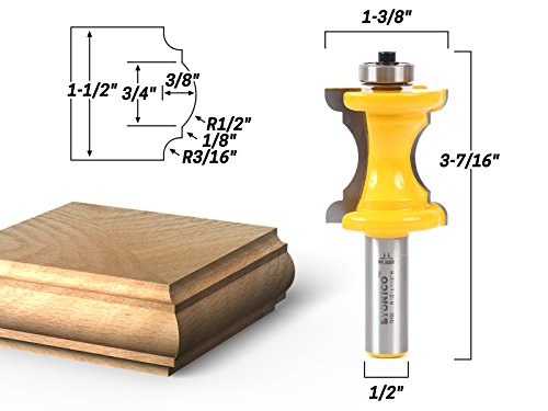 Yonico 13100 1-1/2-Inch Bullnose & Cove Bullnose and Cove Furniture Trim & Molding Router Bit 1/2-Inch Shank