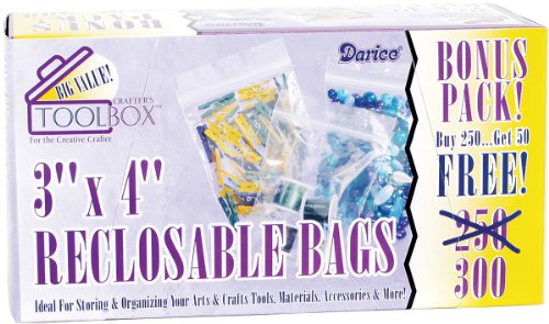 Darice 1115-10 Plastic Reclosable Storage Bags, 3 by 4-Inch, Clear, 300 Bags per box