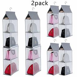 KEEPJOY Detachable Hanging Handbag Purse Organizer for Closet, Purse Bag Storage Holder for Wardrobe Closet with 4 Shelves