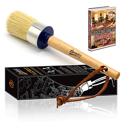 Brietis Premium Chalk Brush, Natural Boar bristles, Smooth Coverage for Furniture Painting, Chalked Paint Brushes, Milk Paint