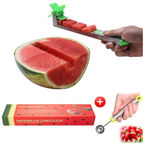 Yueshico Stainless Steel Watermelon Slicer Cutter Knife Corer Fruit Vegetable Tools Kitchen Gadgets with Melon Baller Scoop