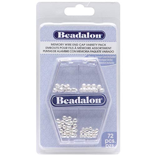 Beadalon Memory Wire Endcap Variety Pack 72/Pkg-Silver