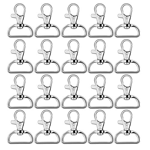 magpross 50Pcs 1 inch Inside Diameter Keychain Hooks D-Ring Lobster Clasp Claw Swivel Eye Lobster Hooks for Crafts