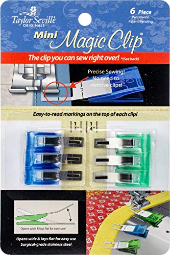 Taylor Seville Originals Mini Magic Clips - Sewing and Quilting Clips - 6 Piece Package - Quilting Supplies and Notions -