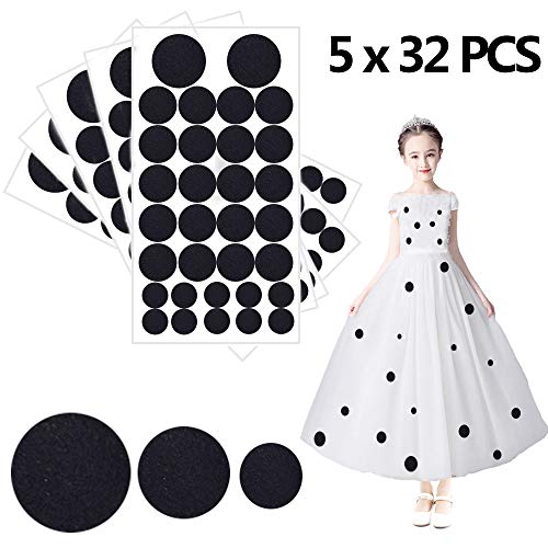 Mwellewm 160 Pieces Black Adhesive Felt Circles Felt Pads for Halloween DIY Sewing Projects Costume 1.97 Inches/ 1.50 Inches/ 0.98
