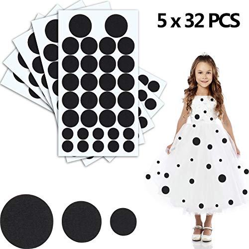 BOAO 160 Pieces Black Adhesive Felt Circles Felt Stickers for Halloween DIY Projects Costume 1.97 Inches/ 1.50 Inches/ 0.98 Inches