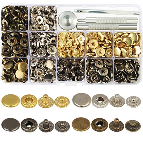 JDYYICZ 160 Sets Snap Fasteners Durable Metal Snap Button Kit Tool Press  Studs with Base & Fixing Tool for Overalls Backpacks Belts