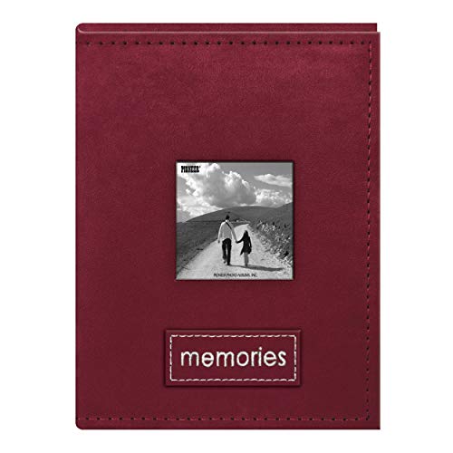 Pioneer Photo Albums 36 Pocket Sewn Raspberry Faux Suede Frame Cover Album with Embroidered Patch Trim for 4 by 6-Inch Prints