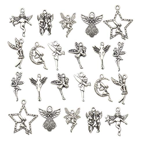 iloveDIYbeads 100g (66pcs) Craft Supplies Antique Silver Wings Angel Fairy Charms Pendants for Crafting, Jewelry Findings