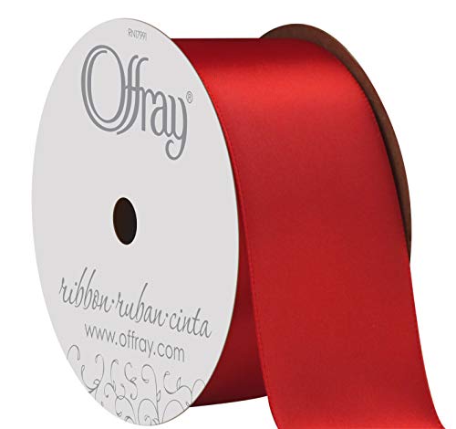 Offray Berwick Offray 284933 1.5" Wide Double Face Satin Ribbon, Red, 3 Yds
