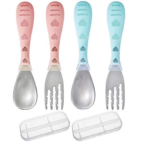 Timoch Toddler Stainless Steel Forks and Spoons -Toddler Utensils - Toddler  Silverware Set with Travel Carrying Case fits Baby ;