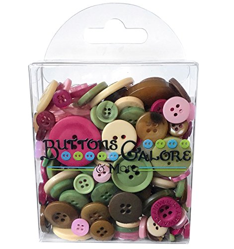 Buttons Galore Hand-Dyed Button, Rich Rose/Pink/Sage Green