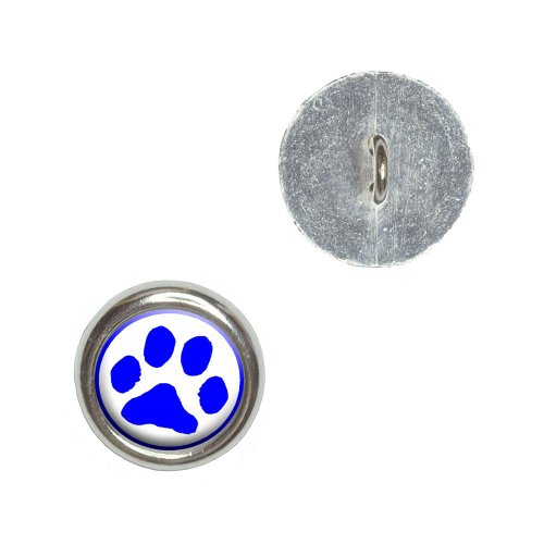 Graphics and More Paw Print - Blue Metal Craft Sewing Novelty Buttons - Set of 4