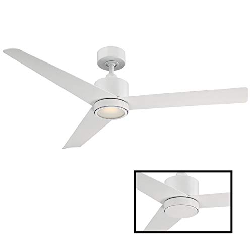 Modern Forms Lotus Indoor/Outdoor 3-Blade Smart Ceiling Fan 54in Matte White with 2700K LED Light Kit and Wall Control works with