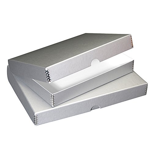 Lineco Textured Metallic Folio Storage Box, Acid-Free with Metal Edges, 11.5 X 14.5 X 1.75 inches, Silver (717-4114)