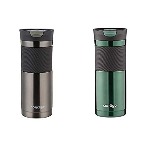 Contigo SNAPSEAL Byron Stainless Steel Travel Mug, 20 oz, Gunmetal AND Contigo  SNAPSEAL Byron Vacuum-Insulated Stainless