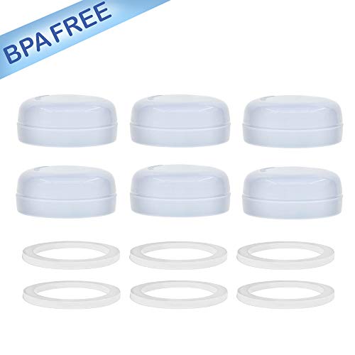 Maymom Solid Lids Aka Travel Caps w/Sealing Ring for Avent Wide Mouth Bottle; Cap Replace Avent Natural Bottle Screw Ring n