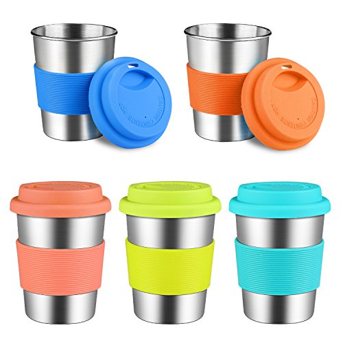 Kids Stainless Steel Cups With Silicone Lids & Sleeves, Kereda 5
