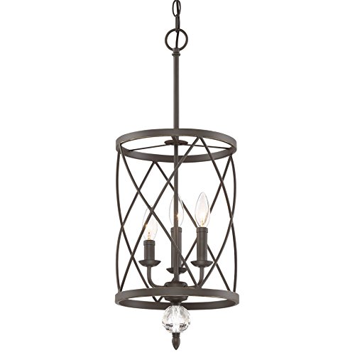 Kira Home Eleanor 13" 3-Light Traditional Foyer Light Pendant Chandelier, Cylinder Metal Shade, Adjustable Height, Oil-Rubbed
