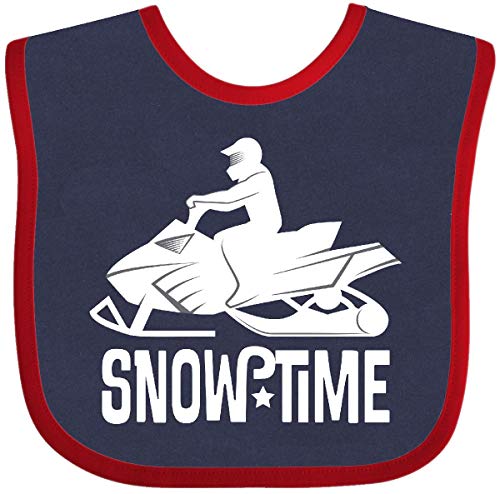 Inktastic Snowmobile Rider Snowmobiling Baby Bib Navy and Red