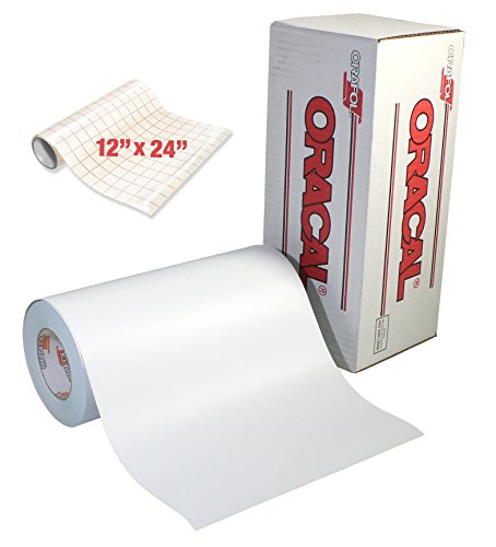 Oracal 631 Matte White Roll of Vinyl for Craft Cutters and Vinyl Sign Cutters (12" x 25ft w/Transfer Paper)