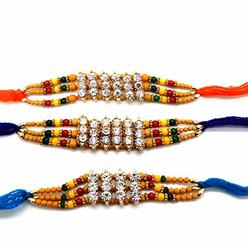 IndiaBigShop Rakhi for Brother, Set of Three Rakhi, Rakhi for Brother, Raksha Bandha Gift for your brother Vary Color and Multi Design
