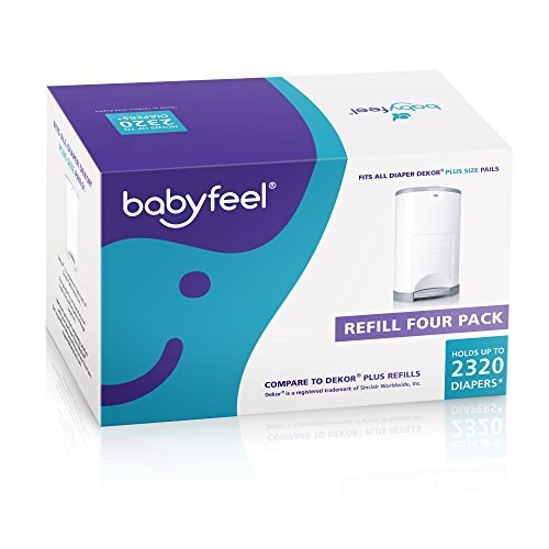 Babyfeel Dekor Plus Refills by Babyfeel | 4 Pack | Exclusive 30% Extra Thickness | New Powder Scent | Fits Dekor Plus Size Diaper