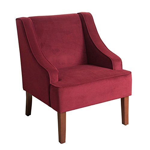 HomePop Velvet Swoop Arm Accent Chair, Burgandy