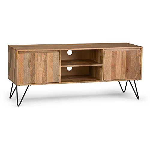 Simpli Home Hunter SOLID WOOD Universal TV Media Stand, 60 inch Wide, Modern Industrial, Living Room Entertainment Center,