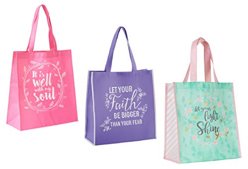 GOWA 3 Religious Themed Inspirational Christian Tote Bags for