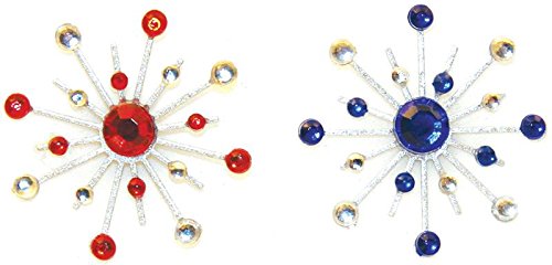 Karen Foster Design Sparkle Burst Brads Embellishments, 6 Red and Blue