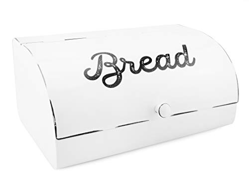 AuldHome Design AuldHome White Bread Box; Farmhouse Vintage Enamelware Countertop Bread Bin