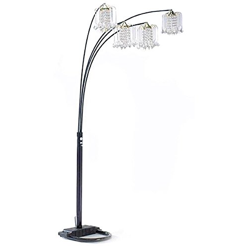 Milton Greens Stars A6966BK Silvia Adjustable Arc Floor Lamp with Dimmer Switch, 90-Inch, Black