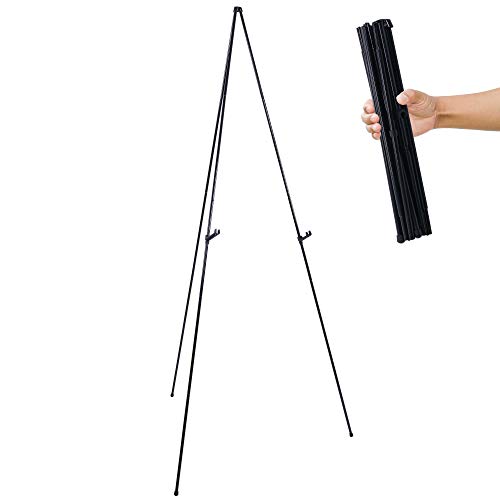US Art Supply U.S. Art Supply 63" High Steel Easy Folding Display Easel - Quick Set-Up, Instantly Collapses, Adjustable Height Display