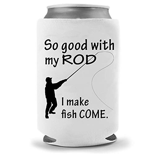 Funny Coolies Fishing Coolie Rod Joke | Make Fish Come Can Cooler | Beer Beverage Holder - Beer Gifts Home - Quality Neoprene Beer Holder