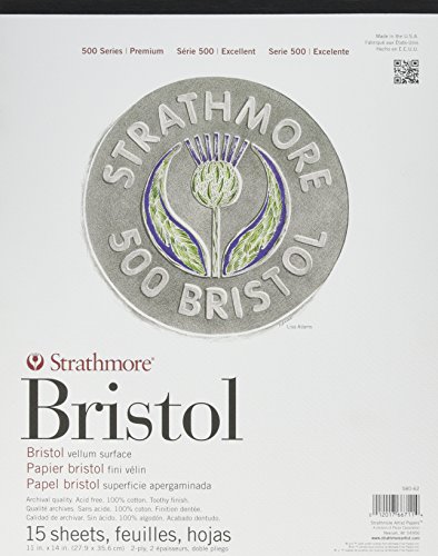 Strathmore (580-62 500 Series Bristol, 2-Ply Vellum Surface, 11"x14", White, 15 Sheets