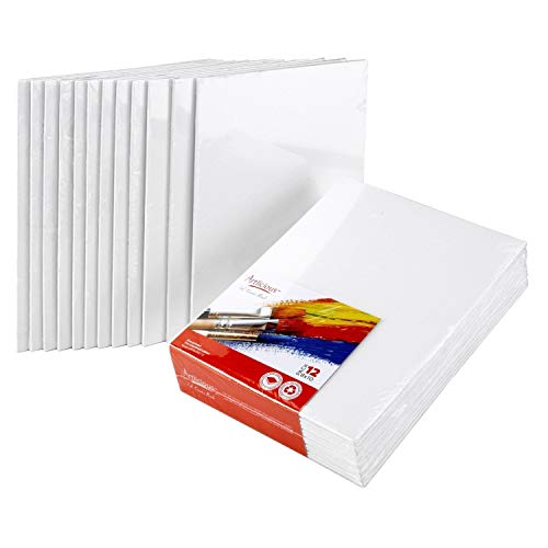 Artlicious Canvas Panels 12 Pack - Artist Canvas Boards for Painting